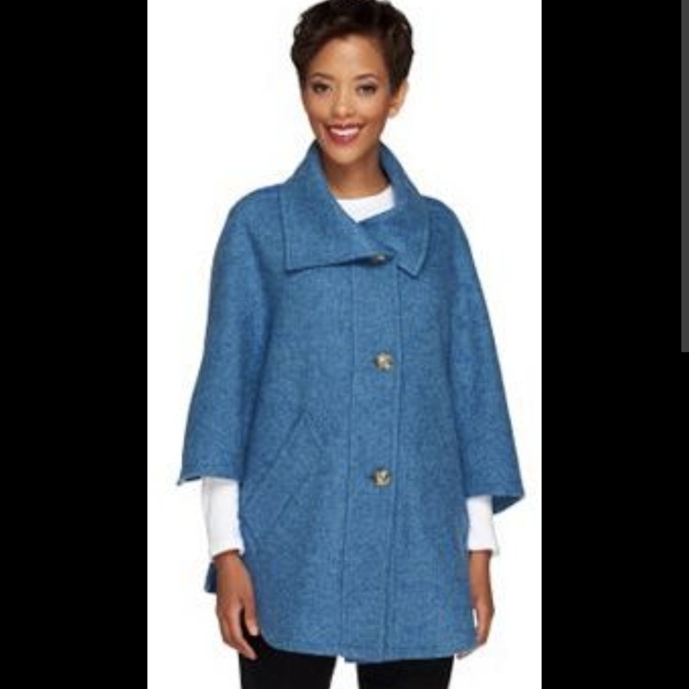 BOYNE VALLEY WEAVERS blue wool cape